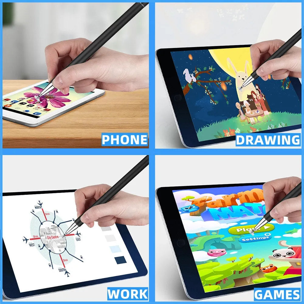 Black passive capacitance pen with aluminium alloy body and nano nib for touchscreens