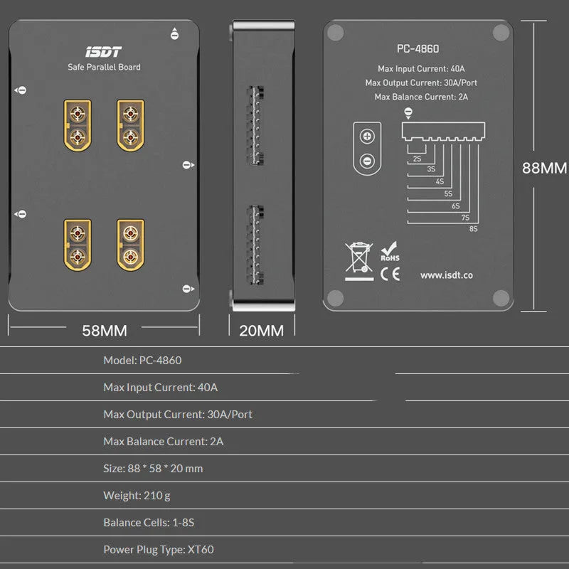 Grey parallel charging board for Astor RC car battery accessories