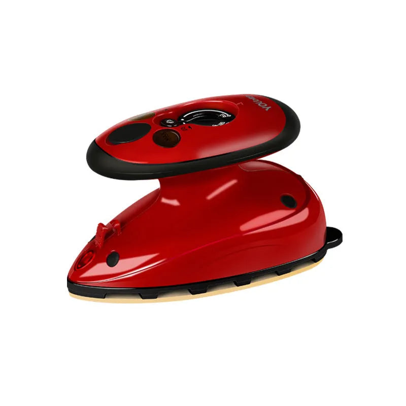 Mini portable steam iron with ceramic soleplate in alpine white on a white background