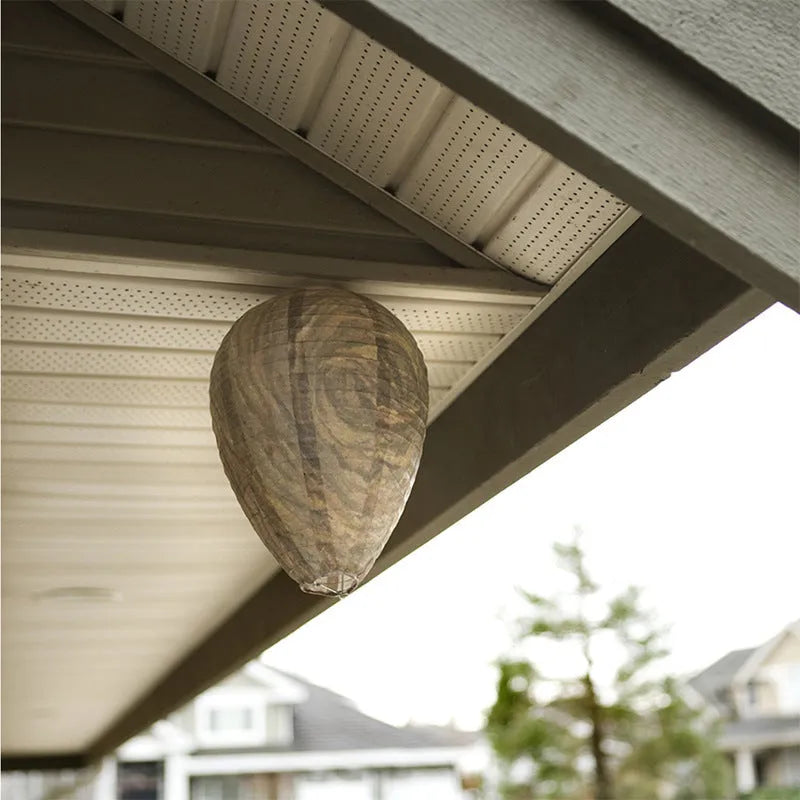 Paper beehive-shaped lantern with wire frame, 22cm wide by 28cm high, in a rustic photo colour.