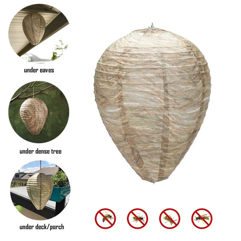 Paper beehive-shaped lantern with wire frame, 22cm wide by 28cm high, in a rustic photo colour.