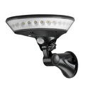 White 360-degree solar-powered outdoor light with a motion sensor and solar panel on top.