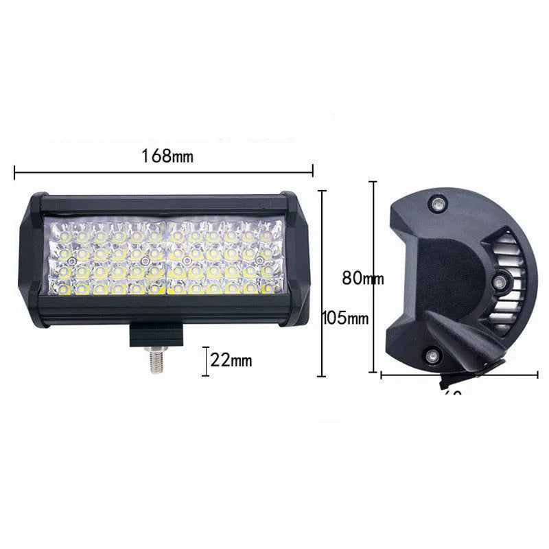 Black aluminium 144W four-row LED work light with spotlight beam, 8000LM, 12V, for GM vehicle front bumper or roof