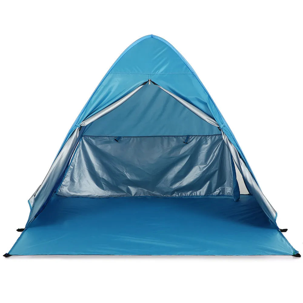 Blue automatic camping tent, double size 165 x 150 x 110 cm, with round handbag