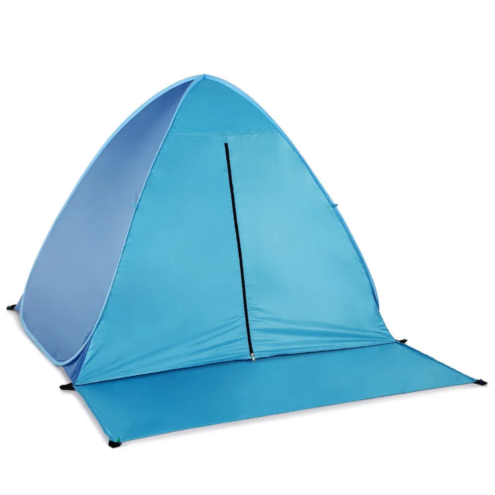 Blue automatic camping tent, double size 165 x 150 x 110 cm, with round handbag