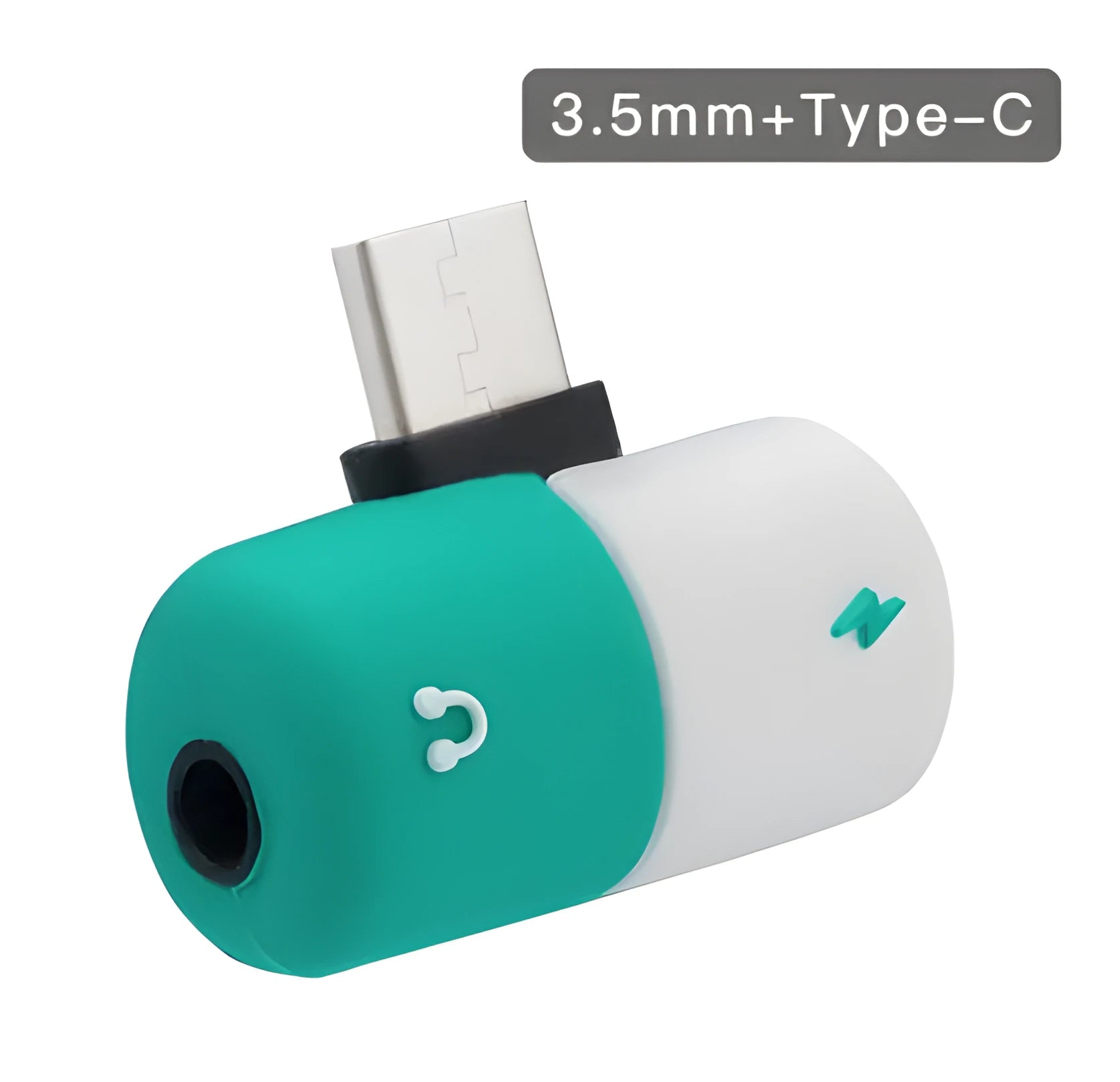 Blue Huawei phone case with integrated micro-USB and 3.5mm headphone jack adapter plug.