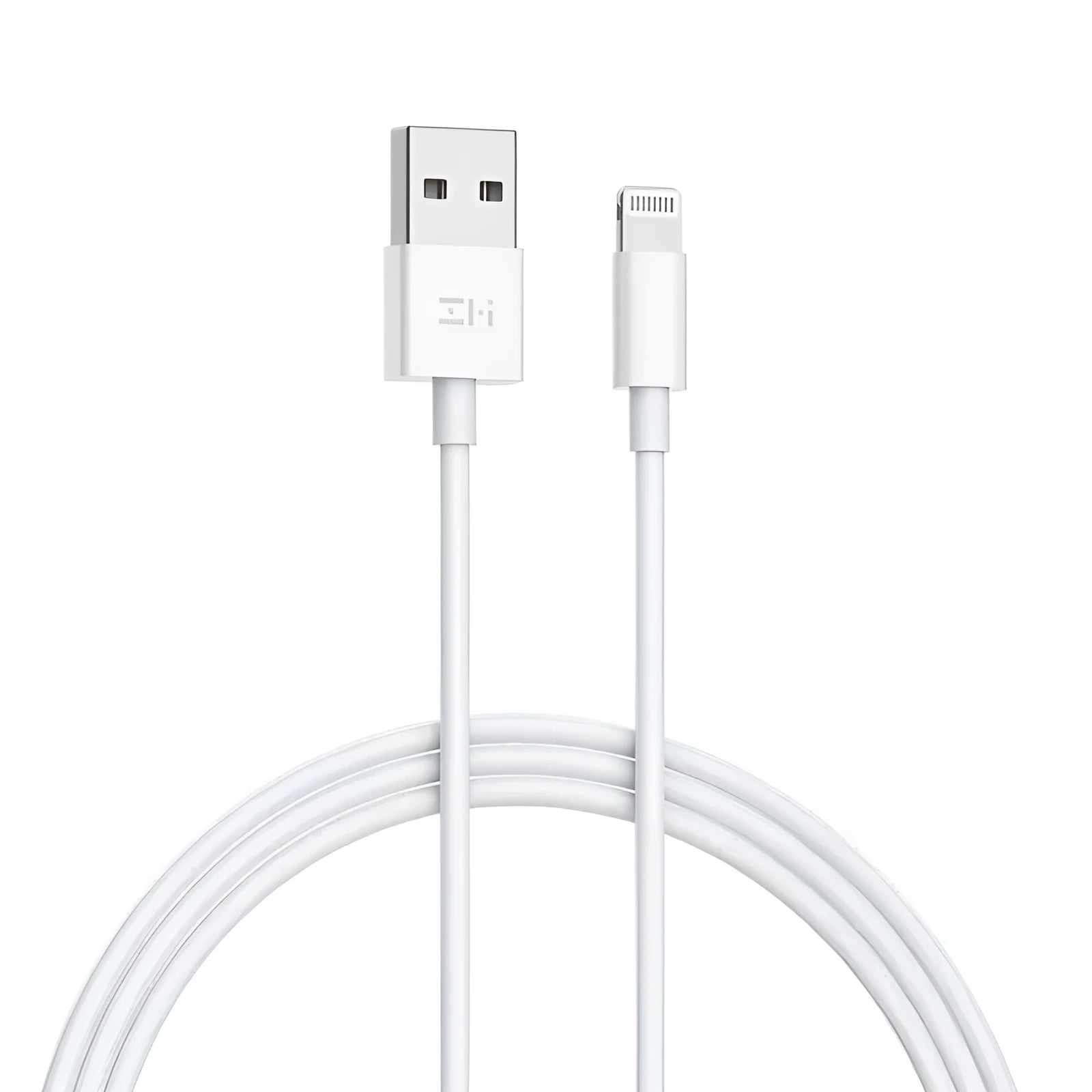 White MFI certified Lightning to USB charging cable, 1 metre long, for iPhone.