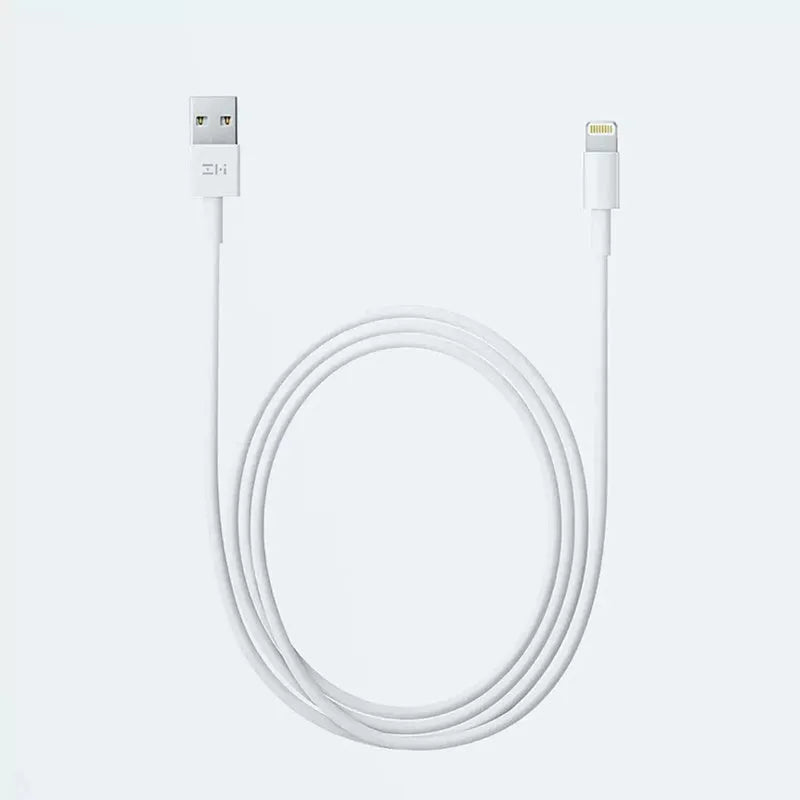 White MFI certified Lightning to USB charging cable, 1 metre long, for iPhone.