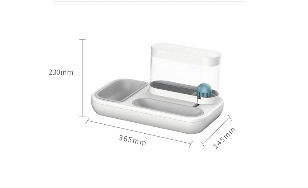 Shanshuifang automatic water feeding double bowl 1.5L in snow mountain white with two bowls