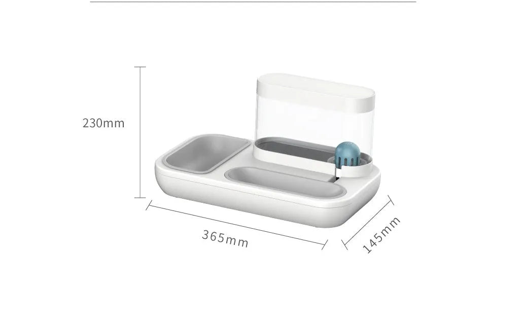 Shanshuifang automatic water feeding double bowl 1.5L in snow mountain white with two bowls