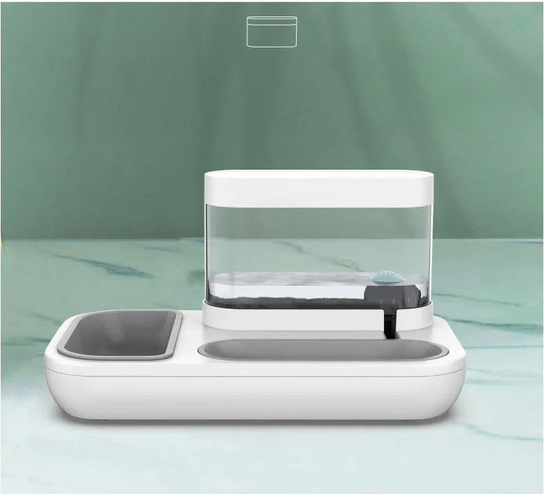 Shanshuifang automatic water feeding double bowl 1.5L in snow mountain white with two bowls