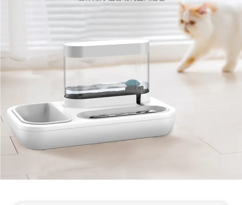 Shanshuifang automatic water feeding double bowl 1.5L in snow mountain white with two bowls