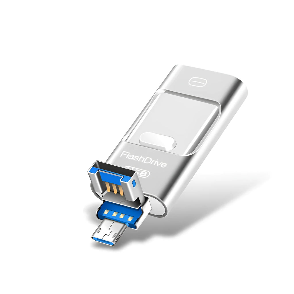 Three-purpose USB 3.0 flash drive with metal shell in high speed silver, 64G and 8GB options