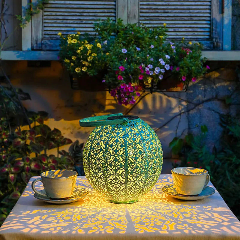 Outdoor waterproof LED landscape light with hexagonal hollow palace lantern style for garden courtyard layout