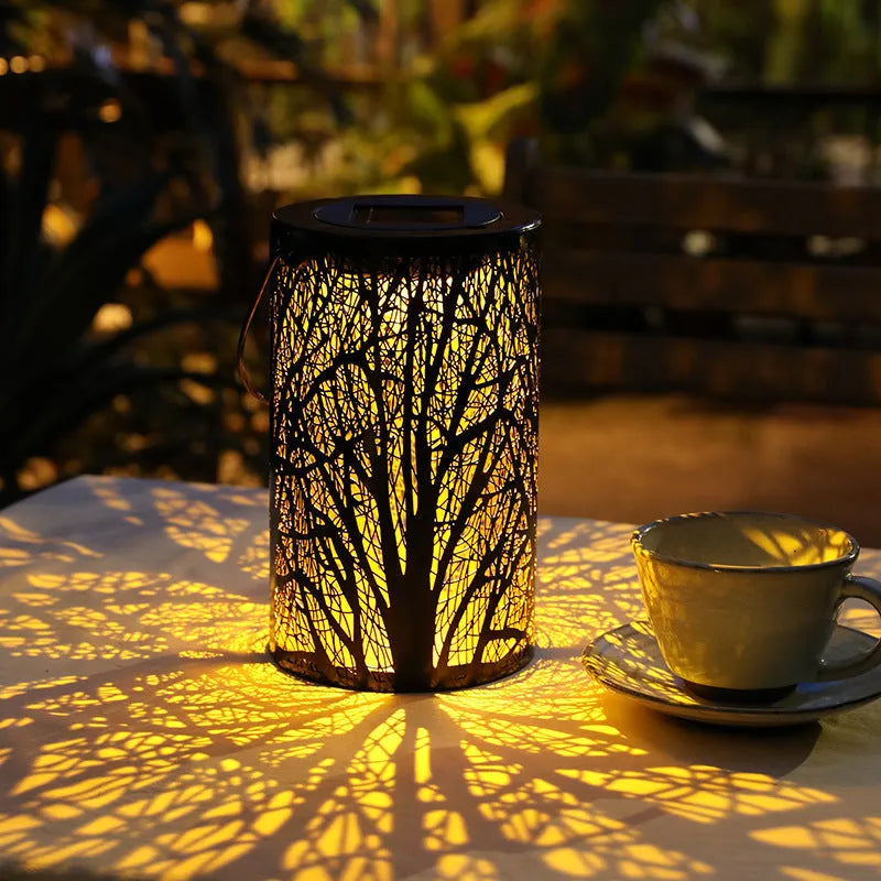 Outdoor waterproof LED landscape light with hexagonal hollow palace lantern style for garden courtyard layout