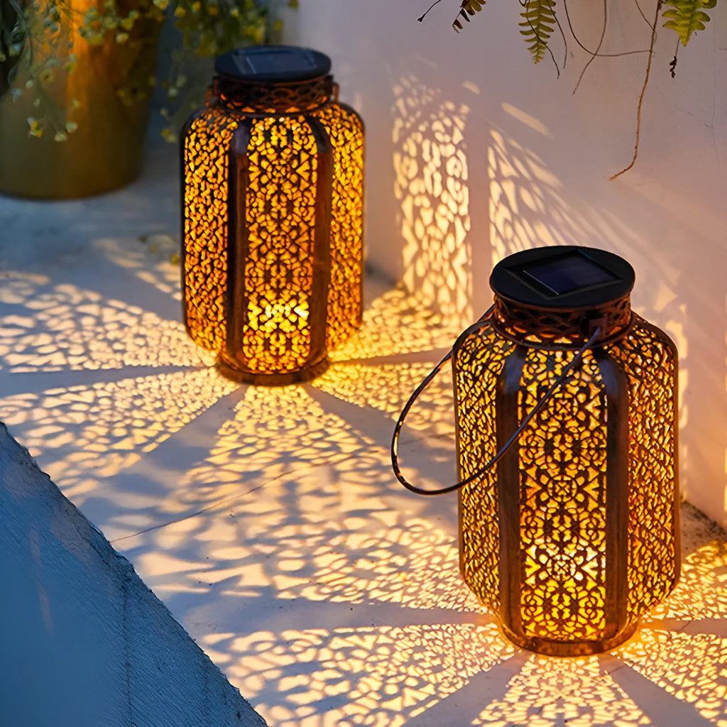 Outdoor waterproof LED landscape light with hexagonal hollow palace lantern style for garden courtyard layout