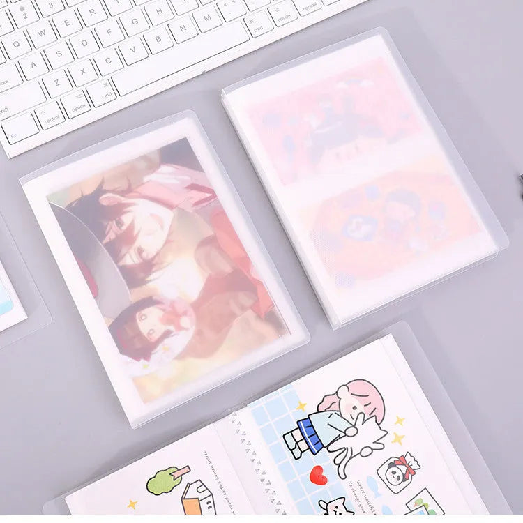 White frosted plastic business card booklet holder with multiple pockets