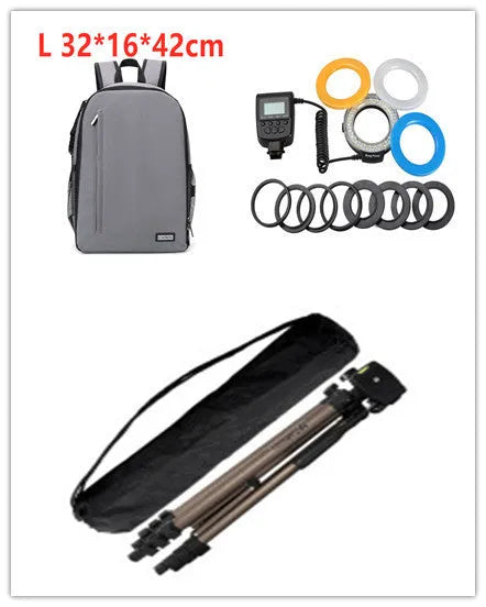 Black aluminium hydraulic camera tripod extended to 1.3m with phone holder and Bluetooth remote