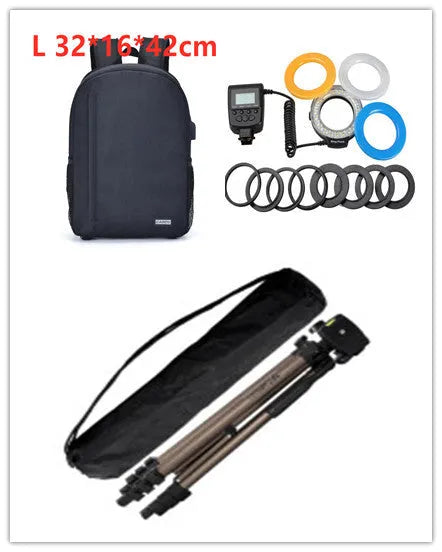 Black aluminium hydraulic camera tripod extended to 1.3m with phone holder and Bluetooth remote