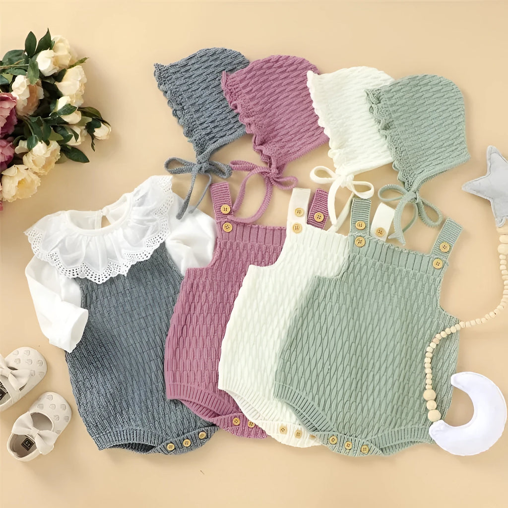 Baby romper in gelled fabric, conjoined bodysuit, four colours green grey pink white, sizes 6M to 24M