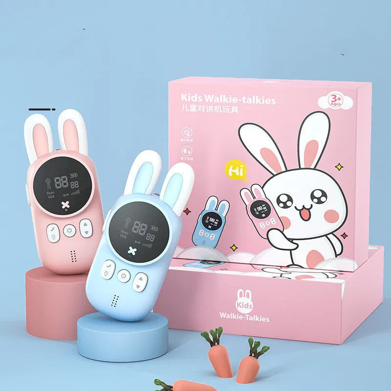 Rabbit children's walkie-talkie handheld wireless call toy in ABS plastic with lanyard