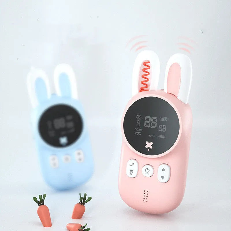 Rabbit children's walkie-talkie handheld wireless call toy in ABS plastic with lanyard
