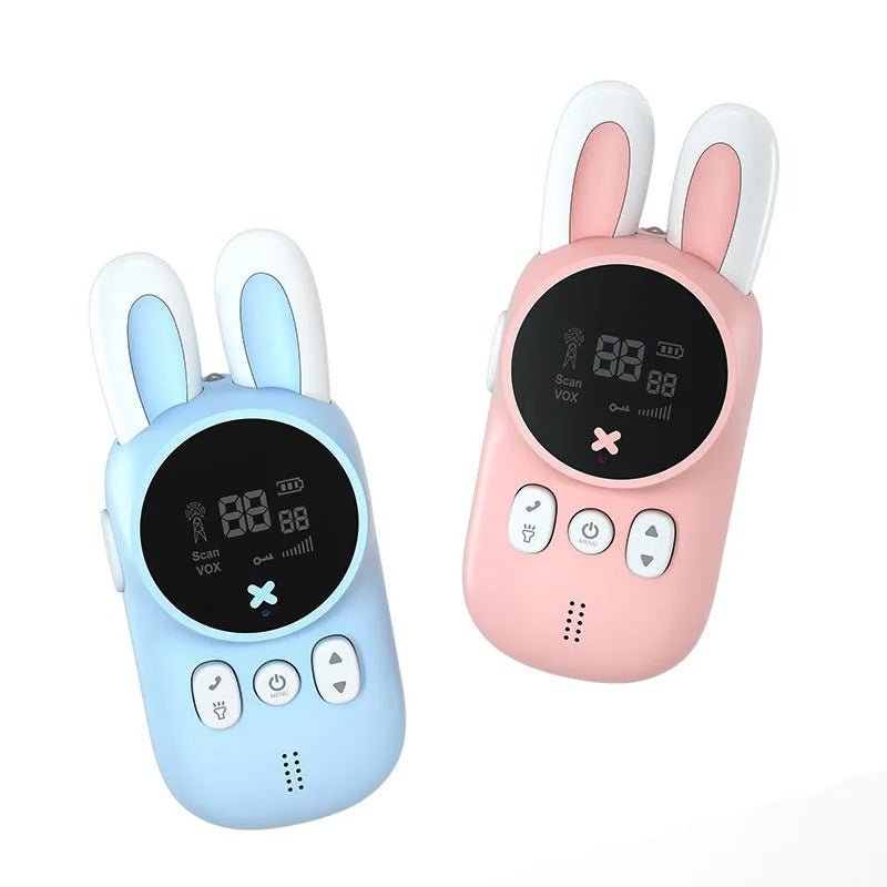 Rabbit children's walkie-talkie handheld wireless call toy in ABS plastic with lanyard