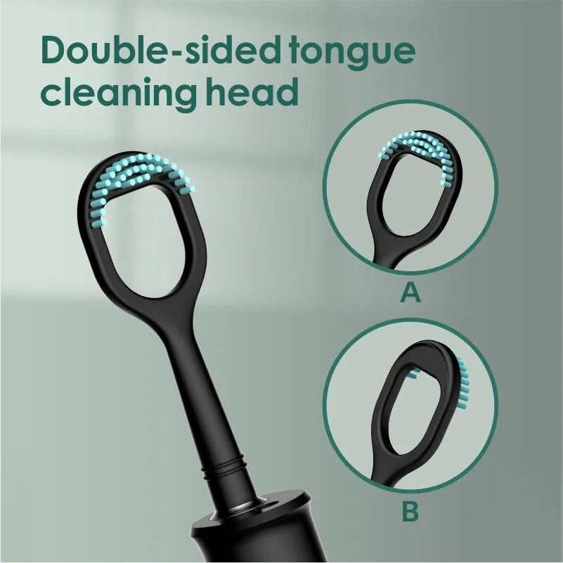 Black household dental scaler with three gear settings and USB charging cable