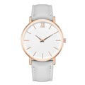 Ladies frosted belt quartz watch with 38mm round dial, alloy case, imitation leather strap, pin buckle, and five colour options