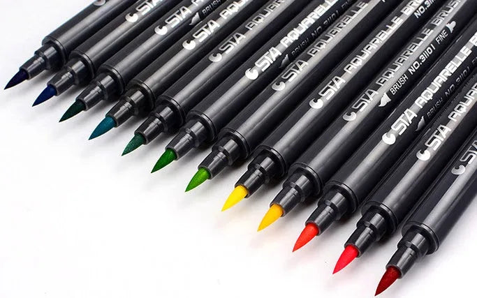 Twin tip water based marker pens, 16.7cm plastic barrel, shown in 12, 24, 36, 48 or 80 colour set options