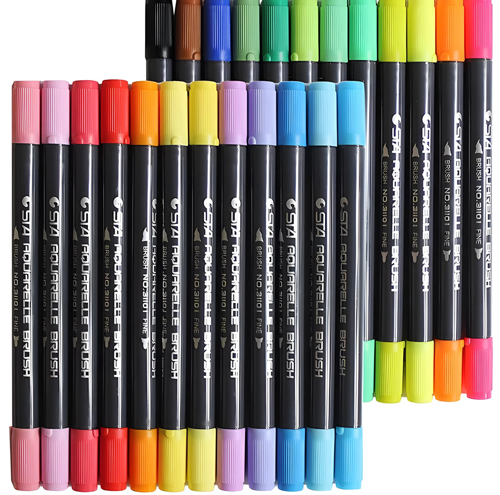 Twin tip water based marker pens, 16.7cm plastic barrel, shown in 12, 24, 36, 48 or 80 colour set options