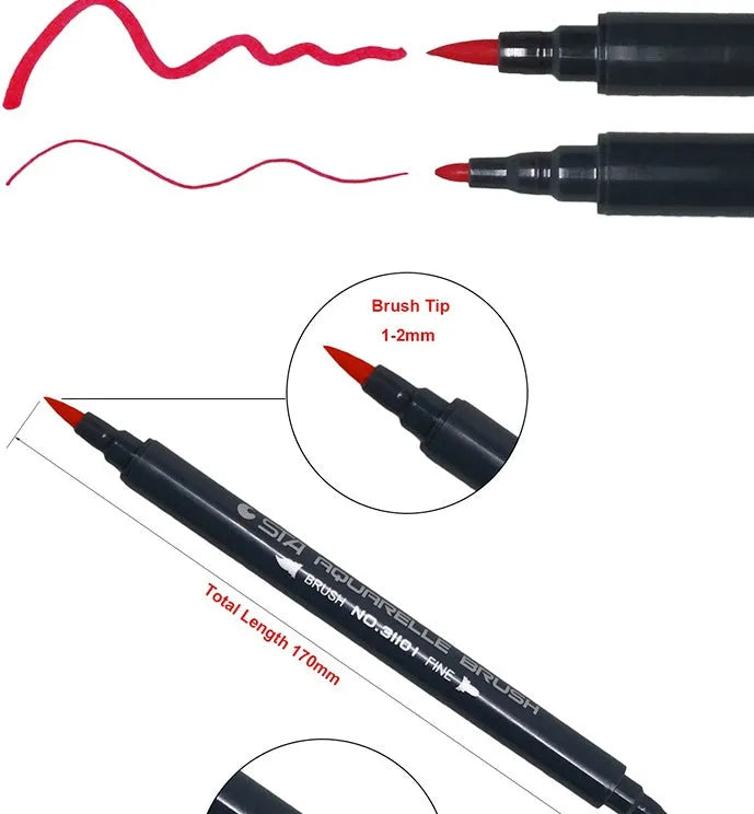 Twin tip water based marker pens, 16.7cm plastic barrel, shown in 12, 24, 36, 48 or 80 colour set options