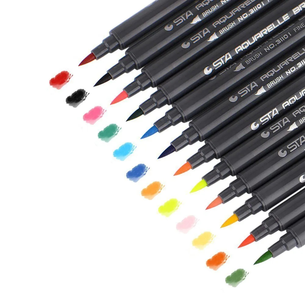 Twin tip water based marker pens, 16.7cm plastic barrel, shown in 12, 24, 36, 48 or 80 colour set options