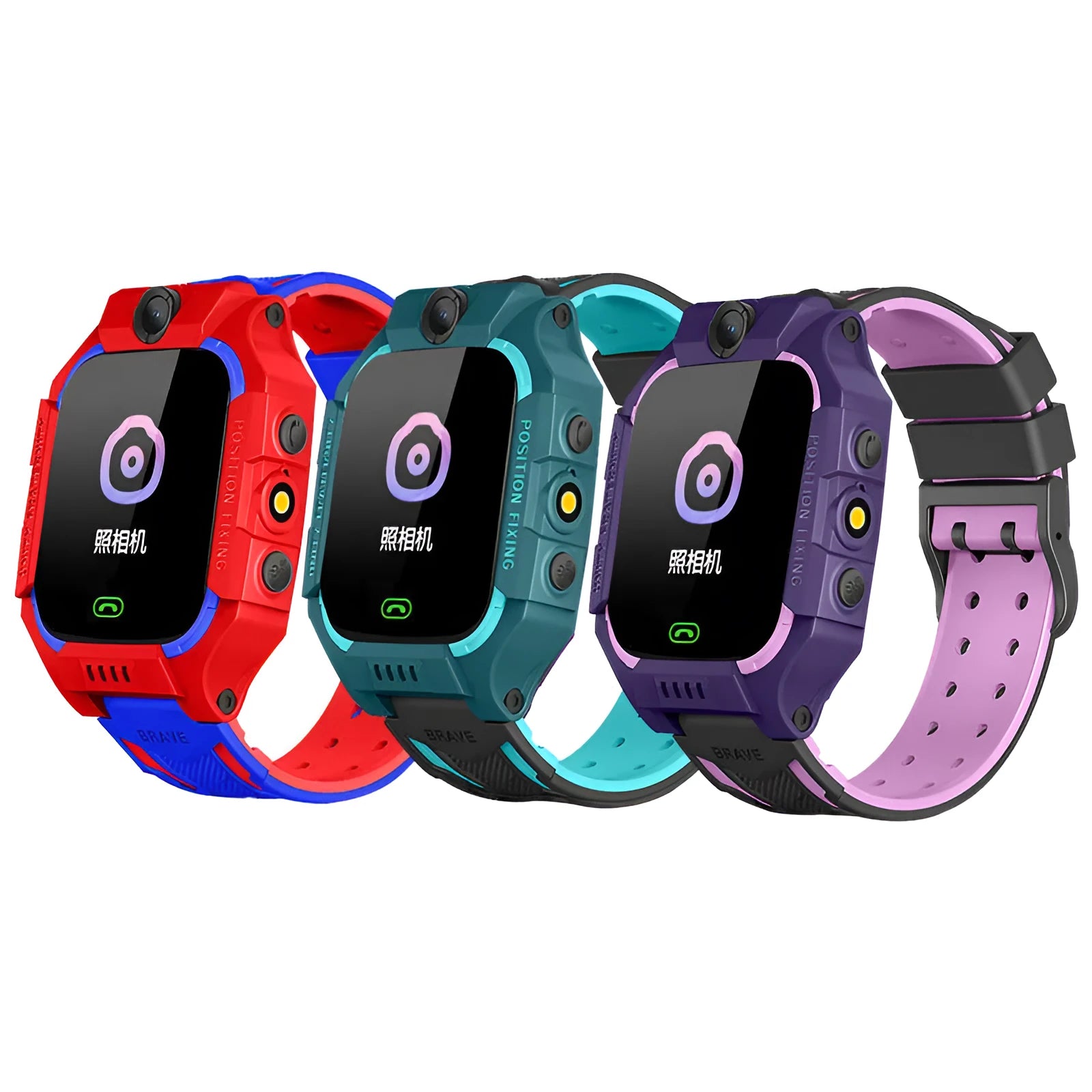 Z6 Q19 children's smartwatch in green, purple, or red with a 1.44-inch touchscreen on wrist.