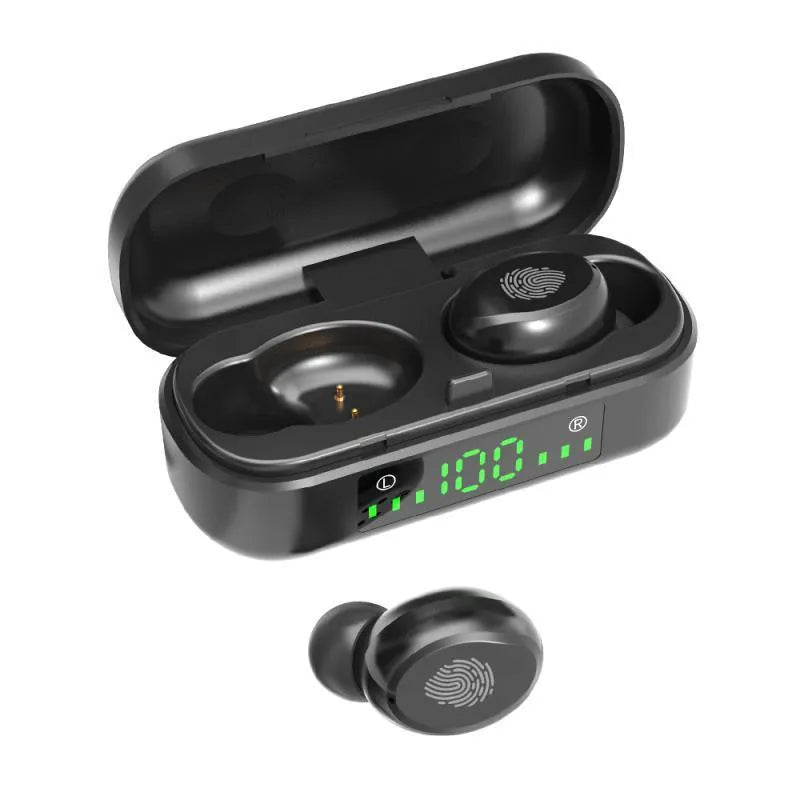 Black sports wireless Bluetooth headset with V8 earphone shell design