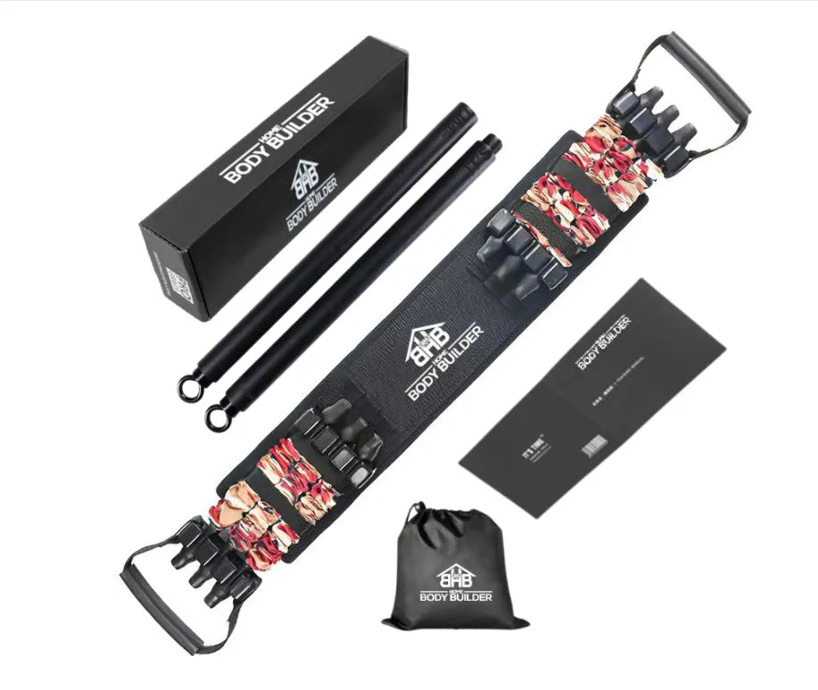 Camouflage bench press rally elastic belt with three-level resistance adjustment for squat and push-up training