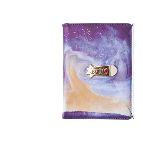 A5 password diary notebook with key lock in imitation leather, showing starry sky cover colour.