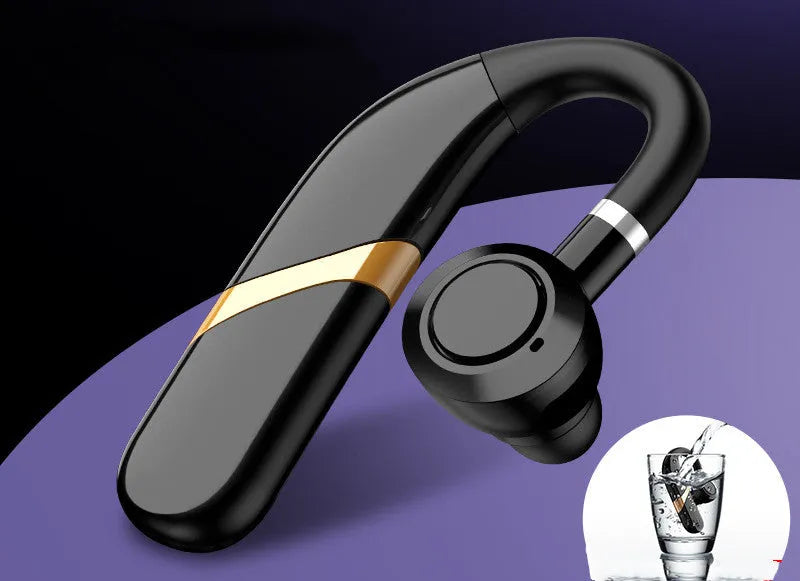 X9 model ear-hanging Bluetooth headset in black with charging compartment for hands-free calls