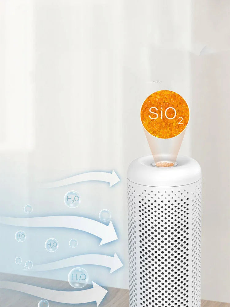 White small indoor dehumidifier with 1 litre water tank for rooms under 10 square metres