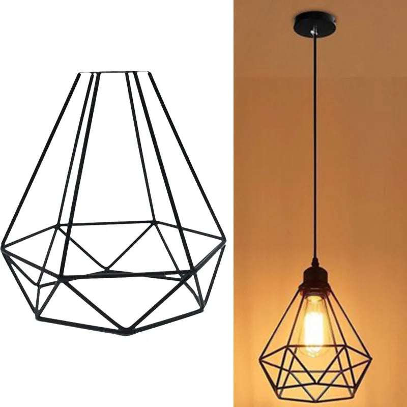 Black Nordic retro iron chandelier, 21x26x26cm, LED light source, 220V