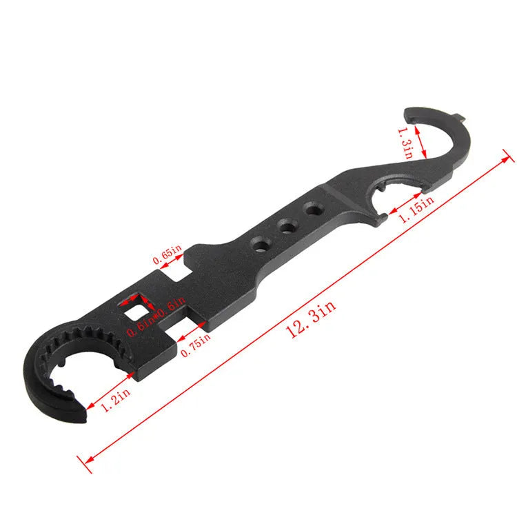 Black 40Cr steel multi-function combination wrench for AR-15 and M4 platform maintenance.