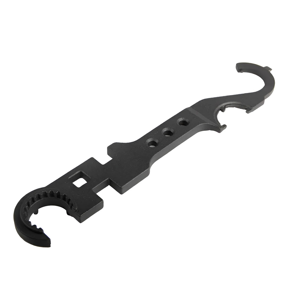Black 40Cr steel multi-function combination wrench for AR-15 and M4 platform maintenance.