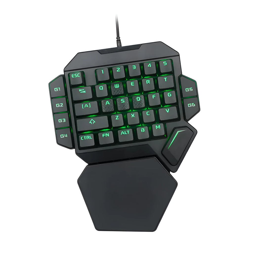One-handed 35-key green axis wired mechanical gaming keyboard with USB and hand rest