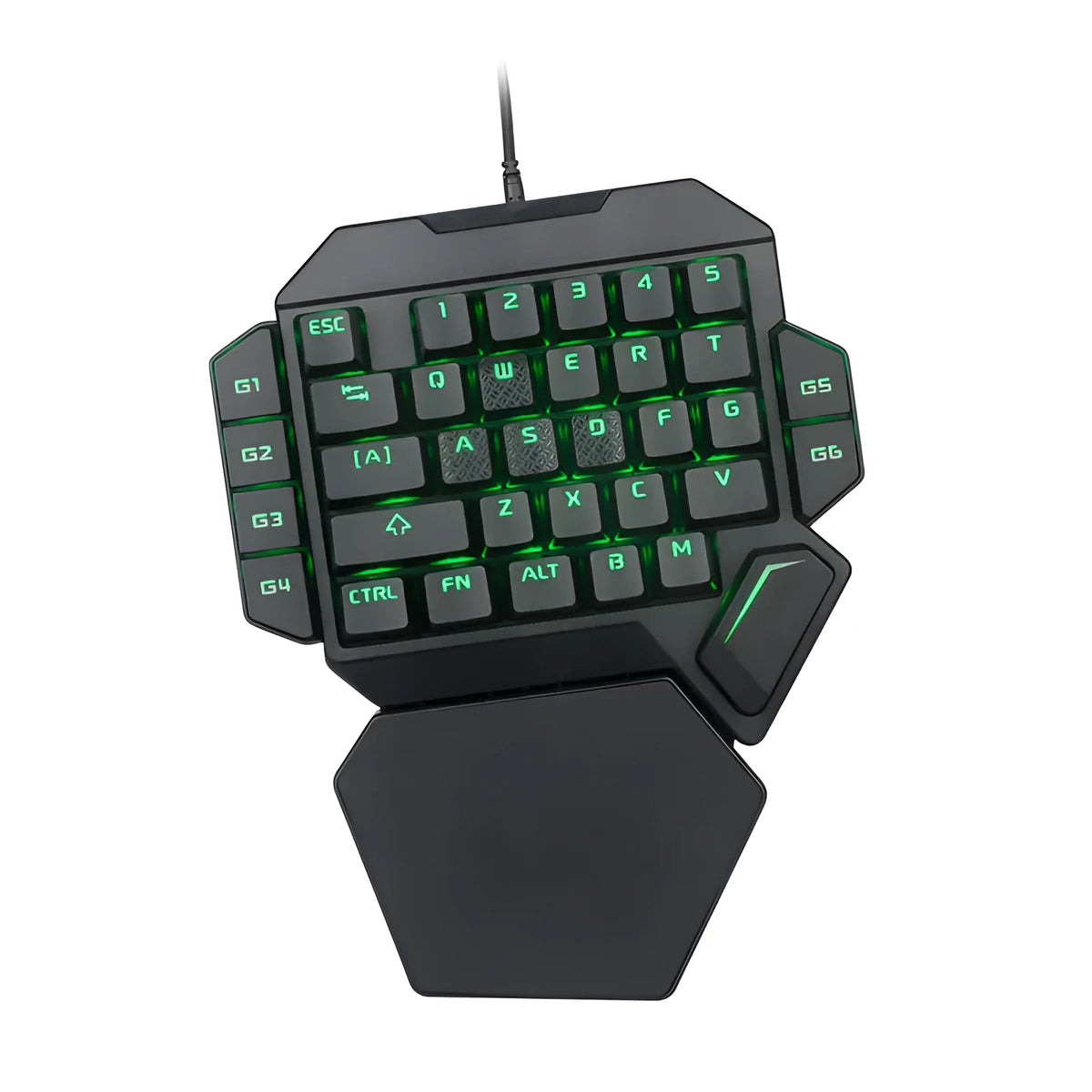One-handed 35-key green axis wired mechanical gaming keyboard with USB and hand rest