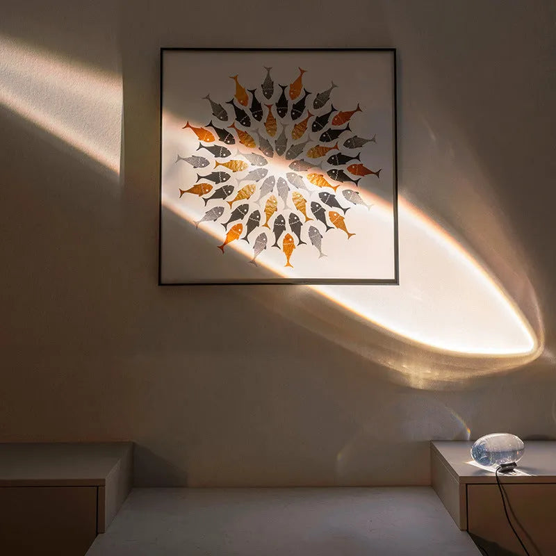 Projection lamp with crystal shade emitting warm light on a surface, 160x90mm modern style for room decoration
