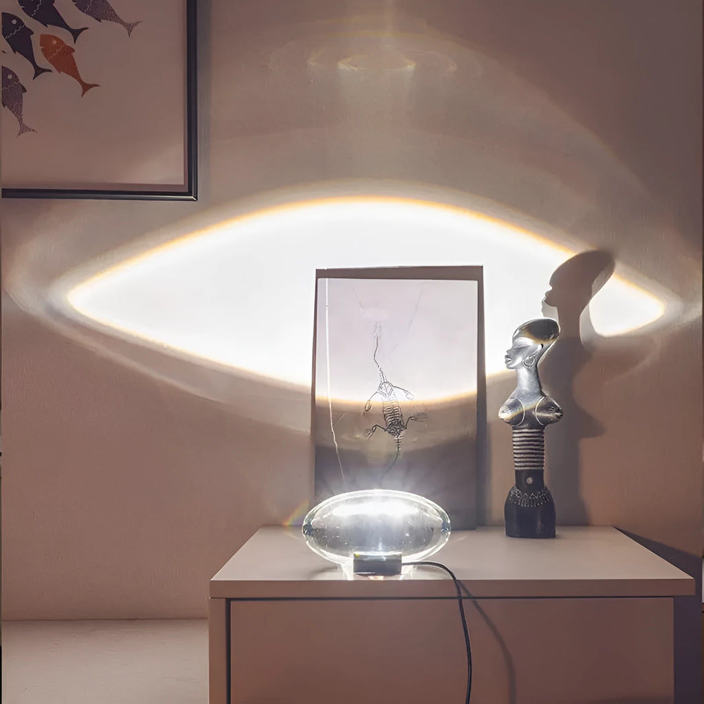 Projection lamp with crystal shade emitting warm light on a surface, 160x90mm modern style for room decoration
