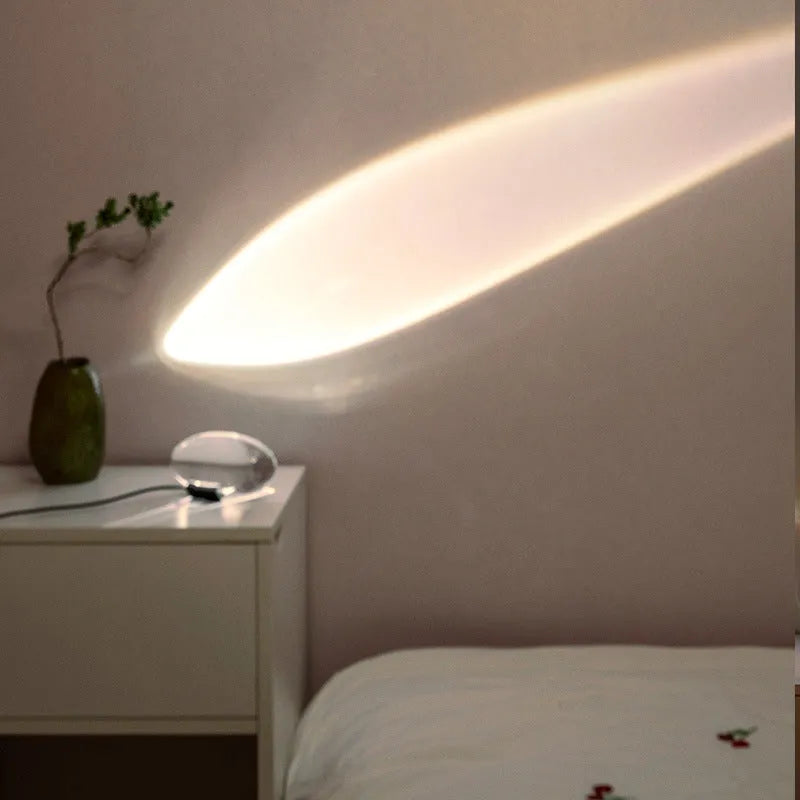 Projection lamp with crystal shade emitting warm light on a surface, 160x90mm modern style for room decoration