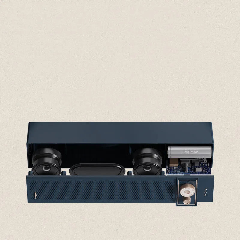 Portable Bluetooth speaker in retro design with multiple connectivity options