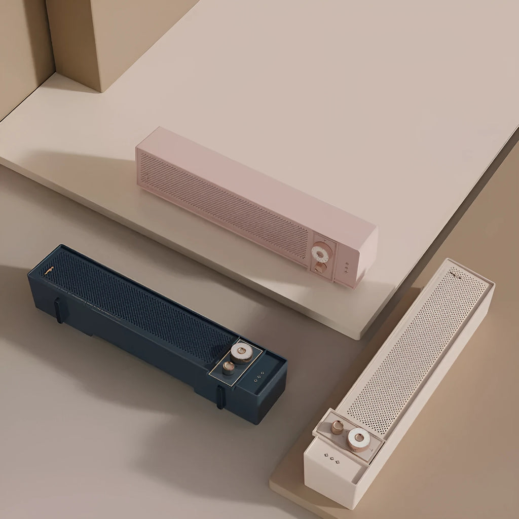 Portable Bluetooth speaker in retro design with multiple connectivity options