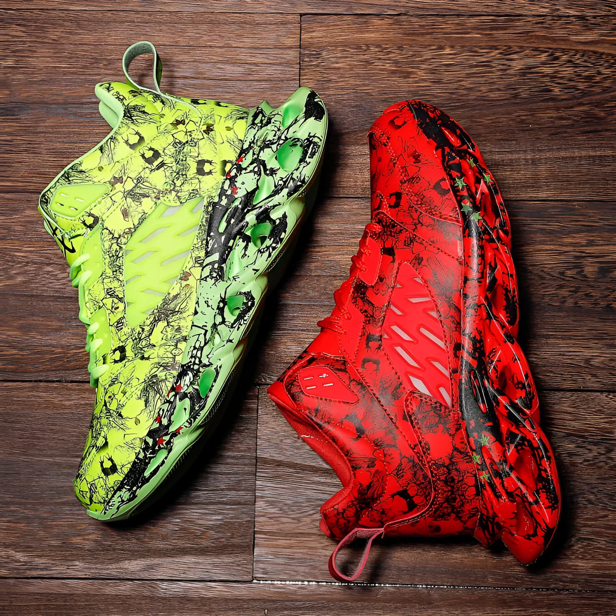Camouflage men's sports and leisure blade shoes with rubber sole, mesh lining, and front tie